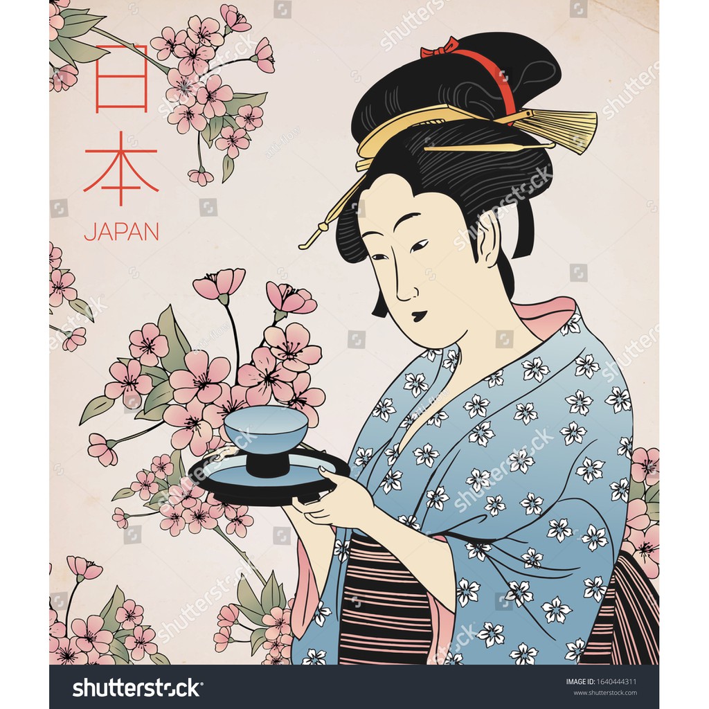 Tranh lụa 3d Quán ăn Phòng trà phong cách Nhật Bản QAPTNB-08