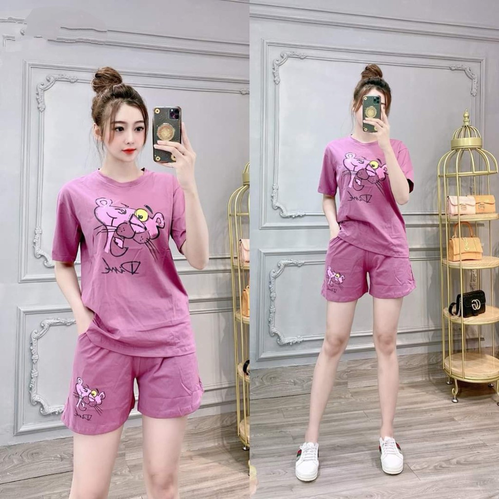 Đồ bộ thun nữ mặc nhà cộc tay thun sượt mềm mát dễ thương 2size L,XL