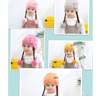 Mũ/Nón LEN 2 bím tóc M62_cho bé 3 tháng đến 15 tháng