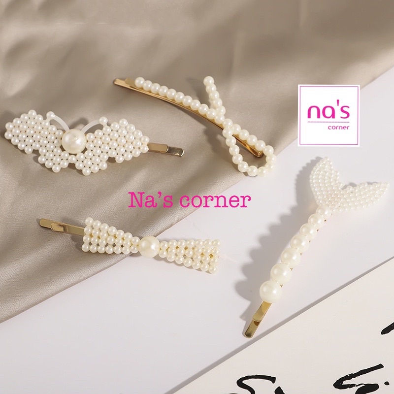 Kẹp tóc mái đính hạt nhựa dễ thương dài lớn 8.5cm