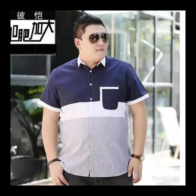 Áo Sơ Mi Nam Tay Ngắn Size Lớn Xxxl - Jumbo - Blue - Size Xxl