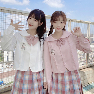 💕💕 japanese cat dumplings jk synchronized student uniform double double a female shirt.