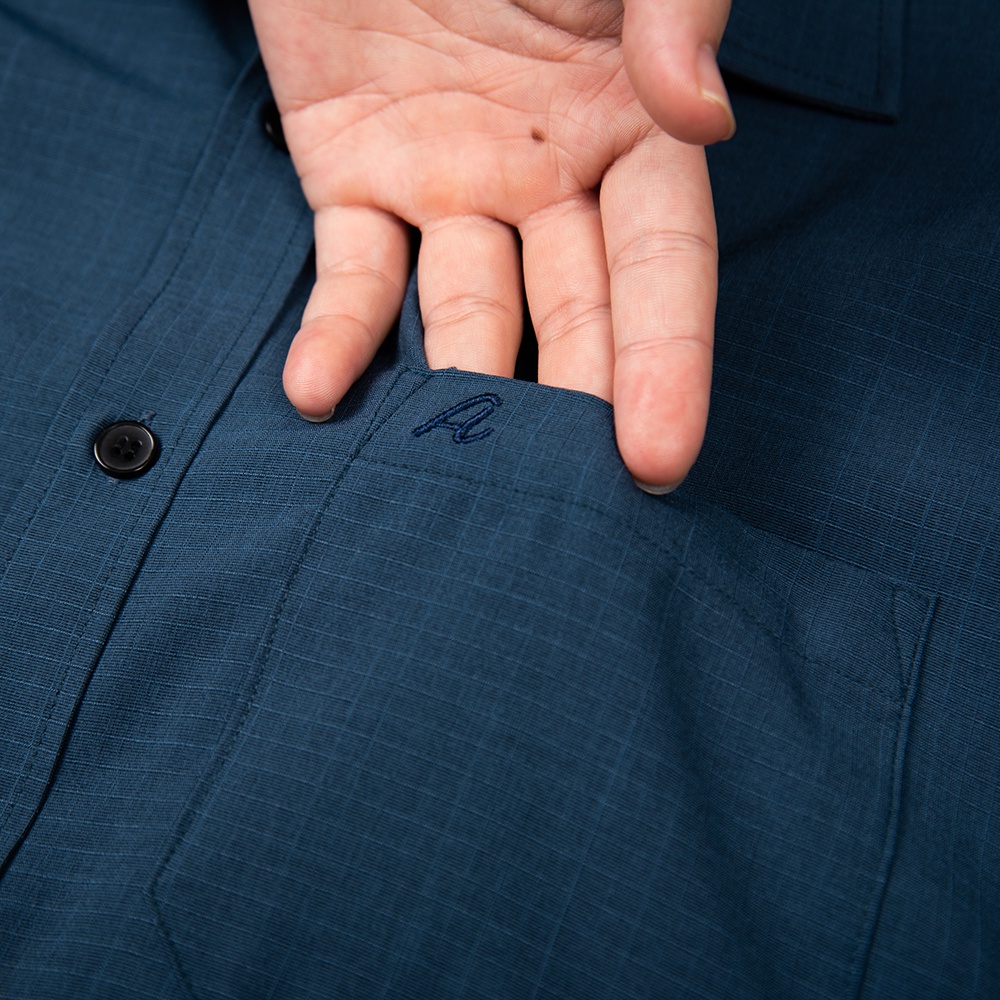 Áo Sơ Mi Nam Công Sở Trung Niên Anton Somianton Dài Tay Xanh Than Họa Tiết Vải Sợi Tre Thoáng Mát- YAT207