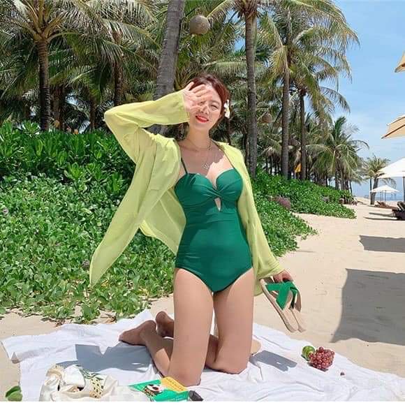 Bikini đồ bơi liền một mảnh gọng đen phối trắng nâng ngực VATIXA BKN33