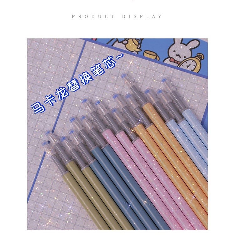 Set 50 ngòi bút mực đen 0,5mm kèm bút và túi zip cô gái Nhật Bản dễ thương nhiều màu URI DECOR