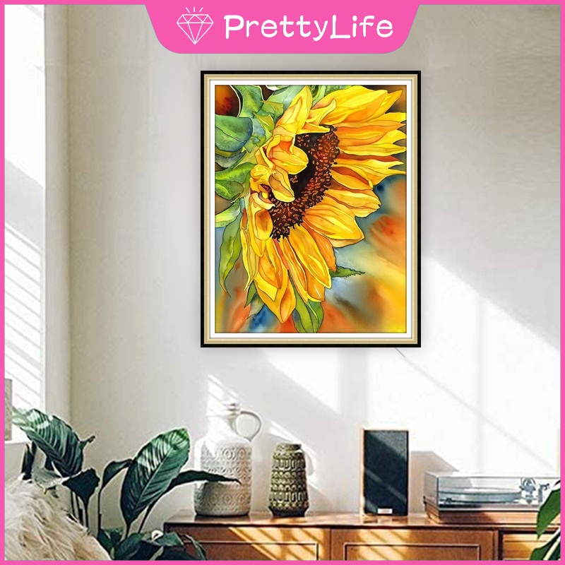 Bộ Tranh Đính Đá 5D DIY Hình Hoa Hướng Dương Kích Thước 30x40cm / 40x50cm / 50x60cm