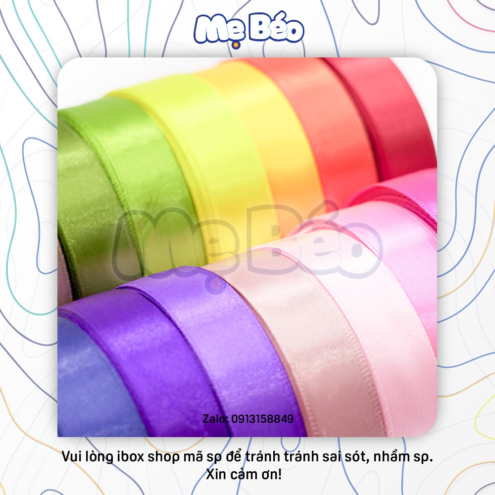 Ruy băng lụa satin 2cm - Cuộn 25 Yards/Cuộn