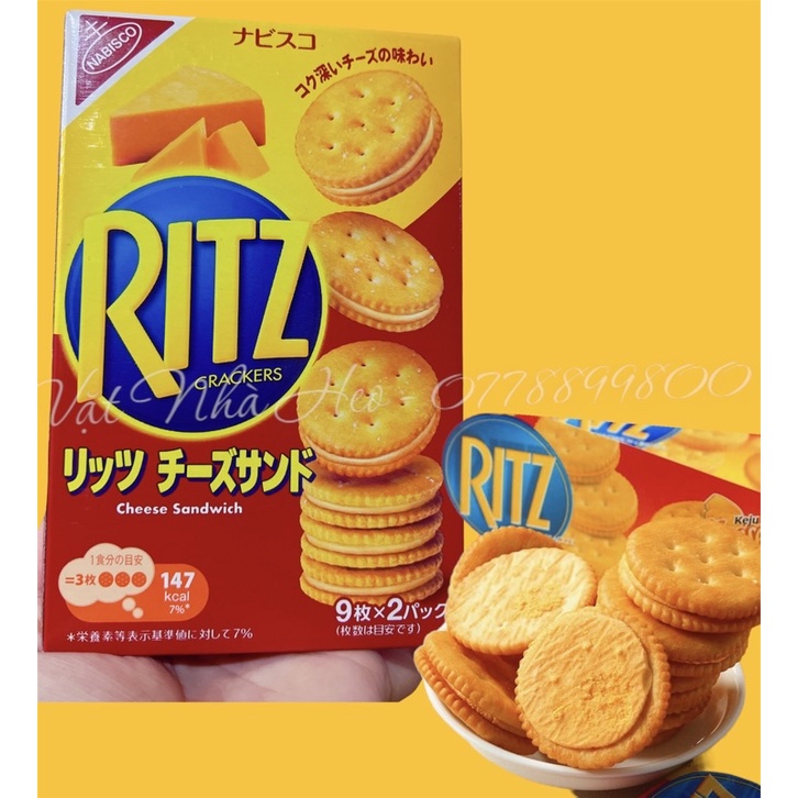 Bánh Ritz Crackers Cheese Sandwich kẹp Phomai hộp 160gr