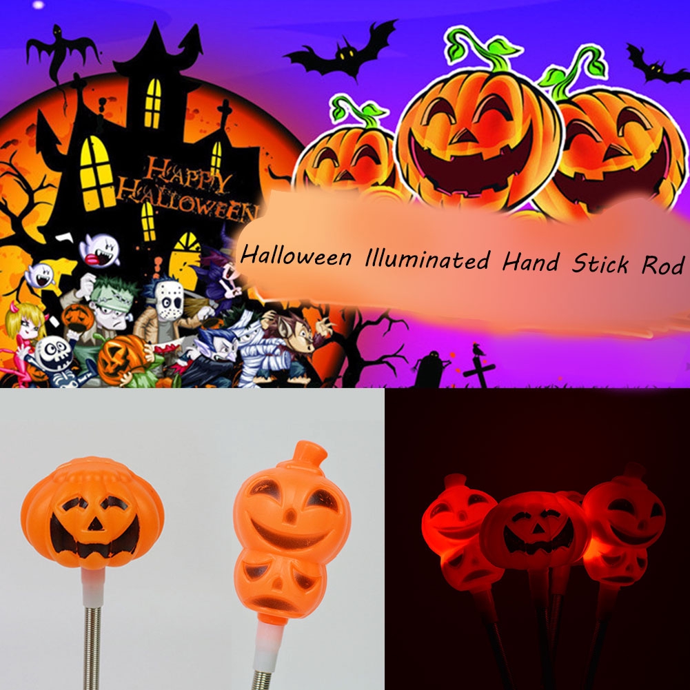 Halloween Pumpkin Light Illuminated Hand Stick Rod Child Pumpkins Clothing Accessories Props Gift