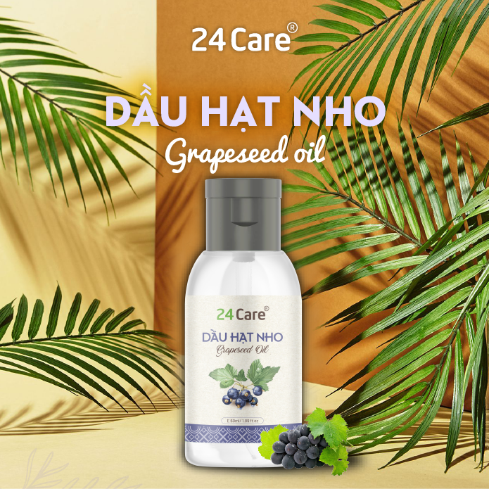 Dầu hạt nho 24Care nguyên chất  60ml – giảm tiết nhờn, tăng đàn hồi da