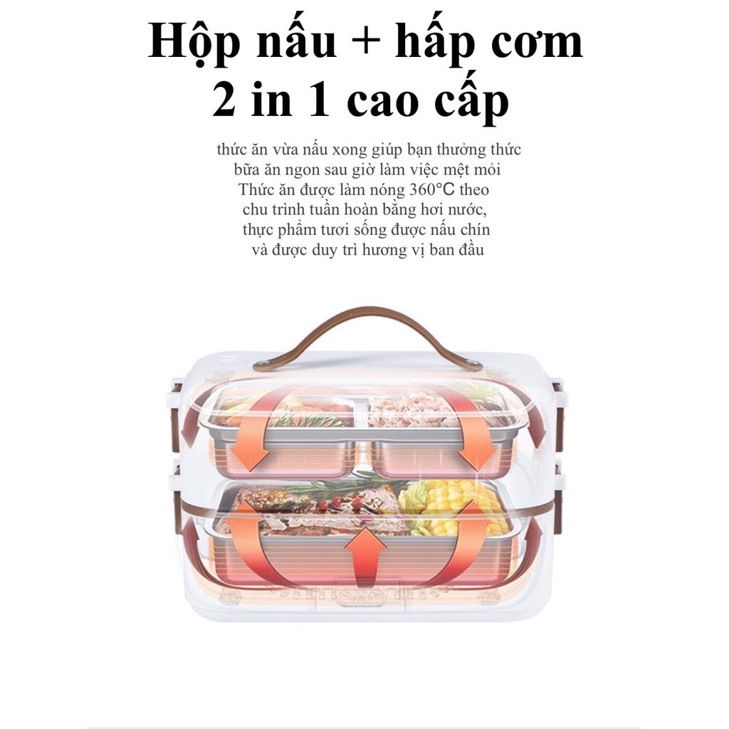 Hộp Cơm Cắm Điện 2 và 3 Tầng đa năng giữ nhiệt và hâm nóng nấu cơm thức ăn hầm cháo nhiều ngăn - HDC04