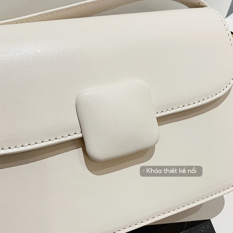 Túi da đeo chéo chữ nhật túi đeo vai nữ dáng trơn basic kèm dây lụa QH060 - Alicehousee