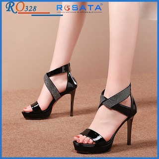 Giày sandal nữ cao gót 10 phân hàng hiệu rosata đẹp hai màu đen vàng ro328