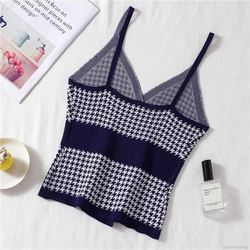 Summer Women Plaid Print Sleeveless Sexy Short Camisole | WebRaoVat - webraovat.net.vn