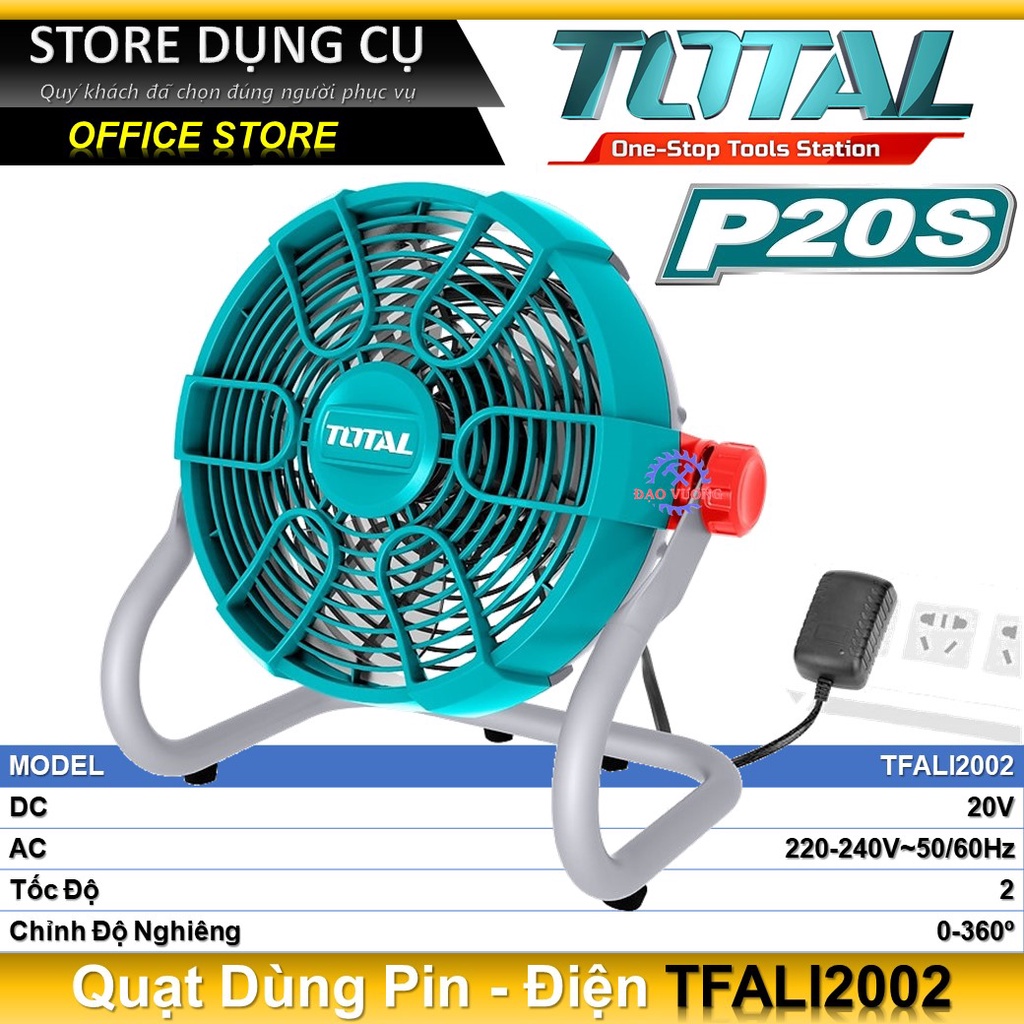 20V Quạt máy dùng pin Total TFALI2002 | Dùng điện được