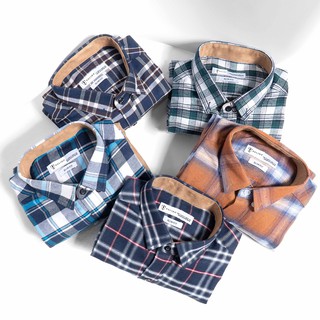 Áo Sơ Mi Nam Kẻ Caro POLIDO Phối Túi Da Ngực Màu Xanh Navy Chất Dạ Chống Xù