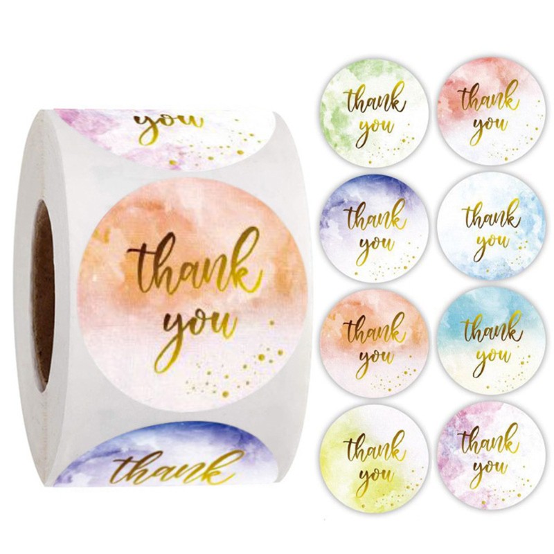 love* 500pcs Colorful Thank You Stickers Seal Labels Handmade Sticker for Candy Gift Box Wedding Thanks Stickers