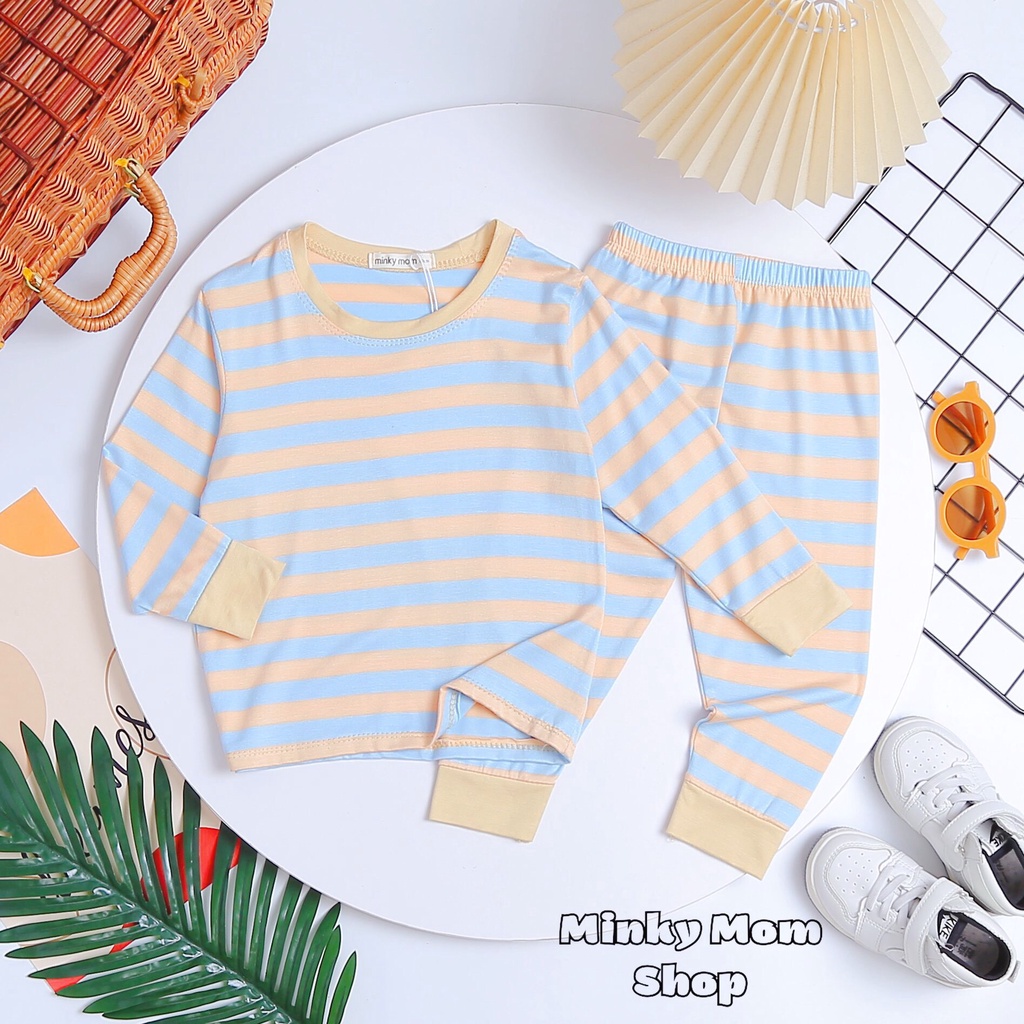 Bộ Dài Tay MINKY MOM Kẻ  ⚡FREESHIP⚡ Chất Thun Lạnh Cho Bé Trai Thoải Mái, Thoáng Mát Ngày Hè