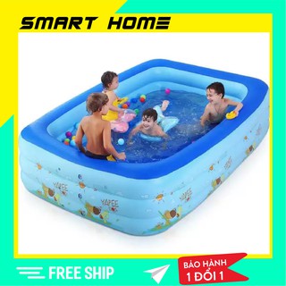 Bể bơi phao gia đình 3 tầng, bể bơi phao trong nhà cho bé kích thước 1m8 + 2m1 (ảnh thật)