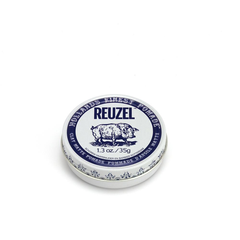 Sáp Vuốt Tóc Reuzel Matte Clay Pomade 113g- Minty Scent Chính Hãng - Pomade Heo Trắng Xanh