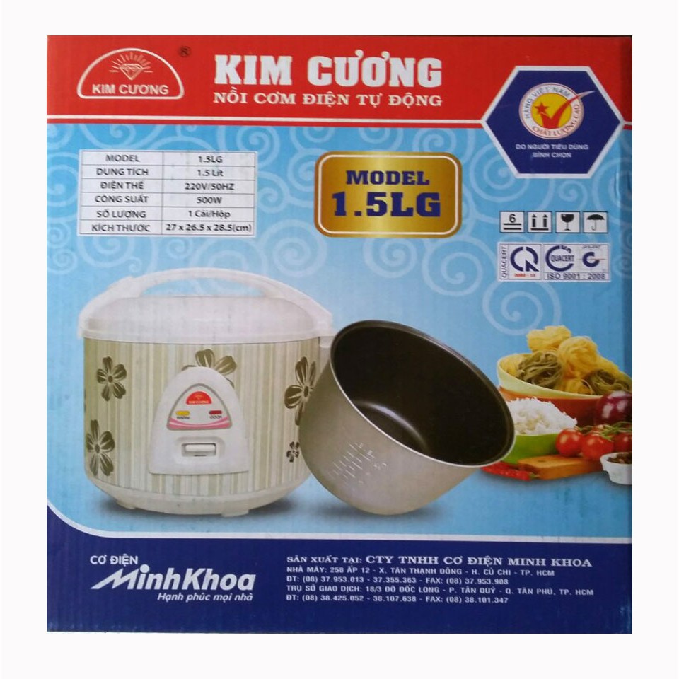 Nồi cơm chống dính KIM CƯƠNG đủ size 1.2L-1.5L-1.8L-2.2LKC-LG giao hàng chính hãng ( Bảo Hành 12 tháng ) | BigBuy360 - bigbuy360.vn