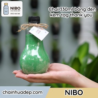 [Chai nhựa 330ml] 20 chai 330ml bóng đèn đựng nước ép, trà sữa kèm tag thankyou | MS: 330BD