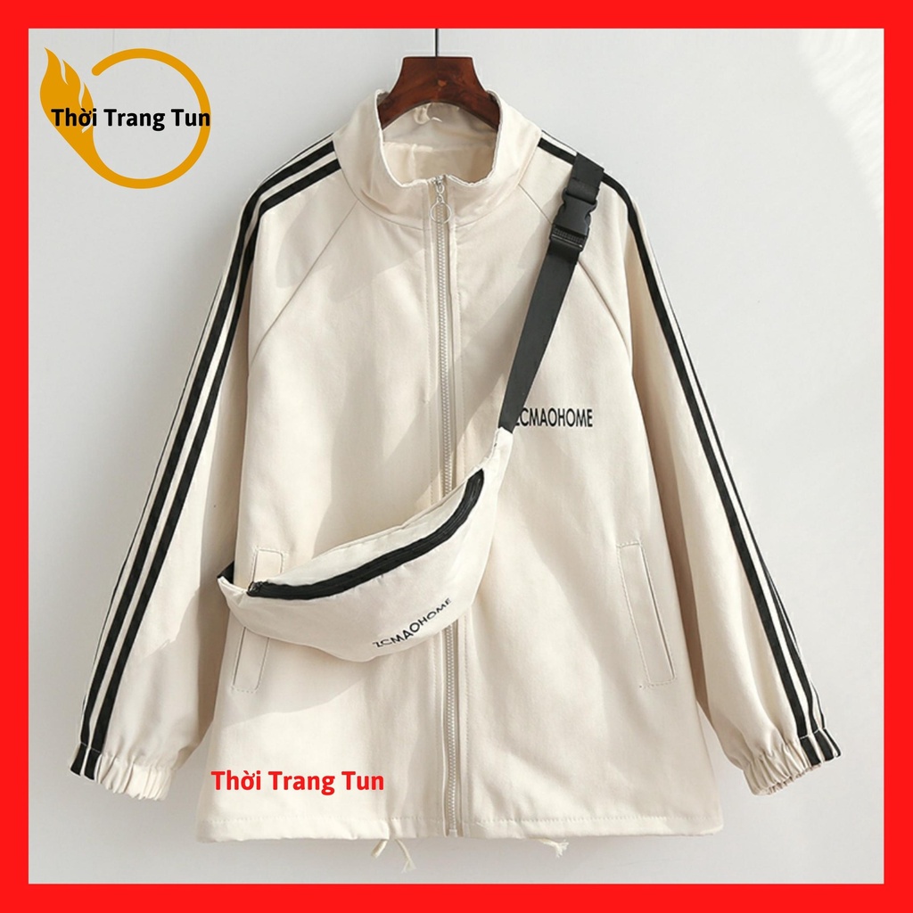 [Tặng Túi Đeo] Áo Khoác Gió Viền Tay Nữ Form Rộng Hot Trend