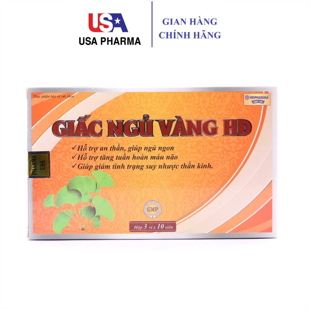Viên uống ngủ ngon thảo dược Giấc Ngủ Vàng HDPHARMA giảm mất ngủ - 30 viên [Giấc Ngủ Vàng HD Vàng]