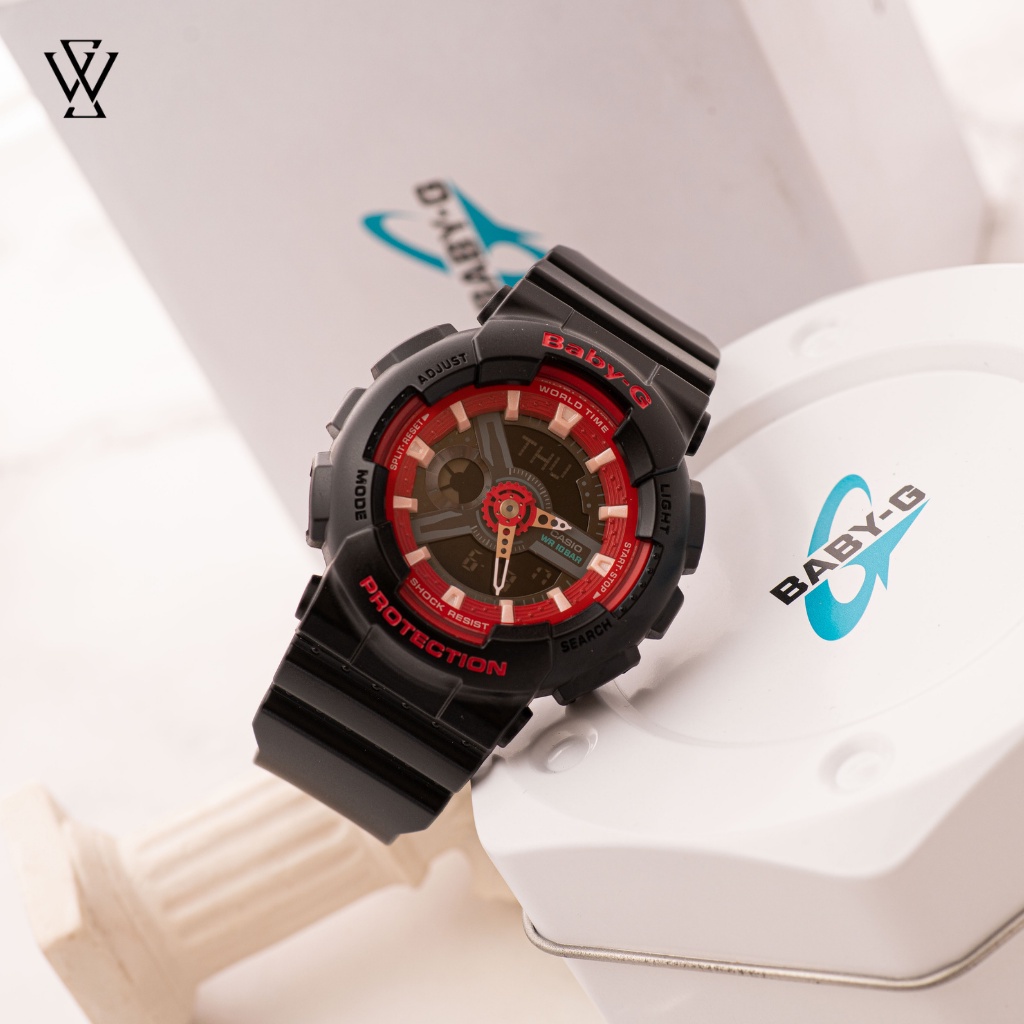 Đồng Hồ Điện Tử Nữ Casio Baby-G WATCHSTORE BA-110SN-1ADR Thiết Kế Mặt Kính Khoáng 43.5mm, Dây Và Vỏ Nhựa Bền Bỉ