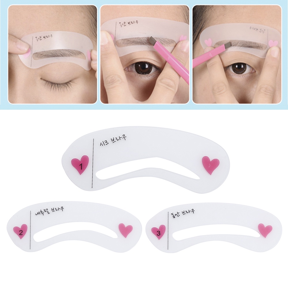 Set 3 Khuôn Vẽ Lông Mày Diy Có Thể Tái Sử Dụng Tiện Lợi