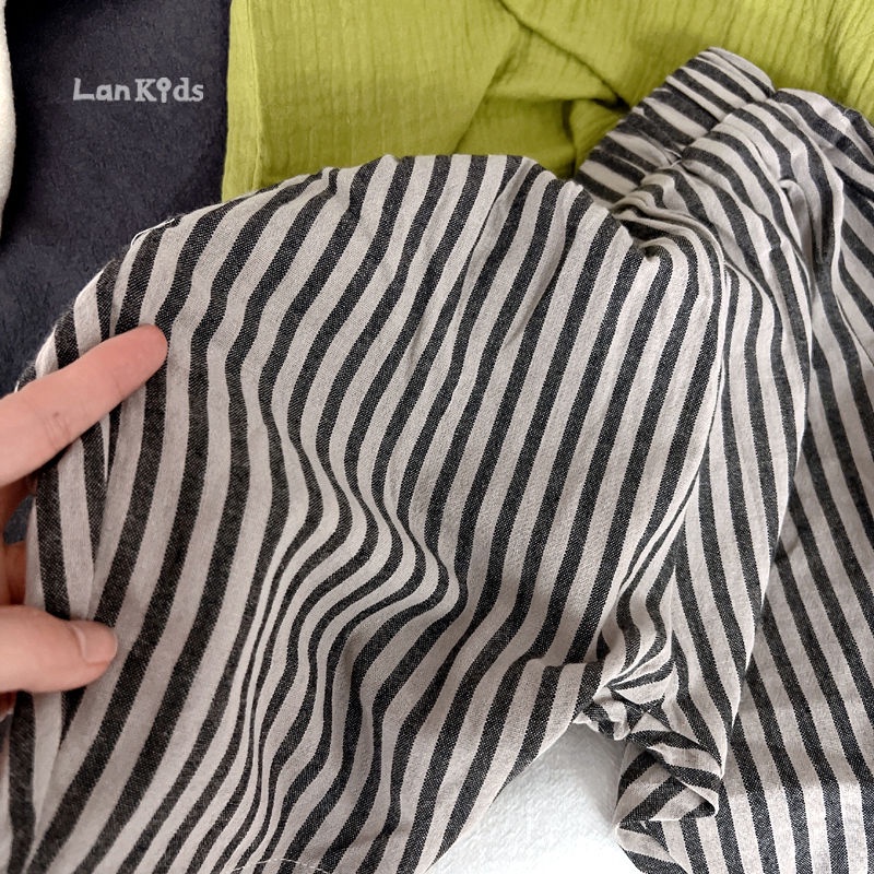 Quần Short Cotton Lanh Nhẹ Kẻ Sọc Dáng Rộng Phong Cách Mori Nhật Bản Hàn Quốc Thời Trang Mùa Hè Hàng Mới 2022 Dành Cho Bạn Nữ / Trẻ Em