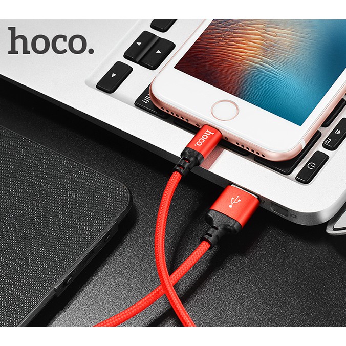 Cáp sạc Hoco X14 dài 1M ,bọc dù , đầu khuân đúc sắt cho 8Plus/X/XsMax/11ProMax/12ProMax. Hiểu Minh Store