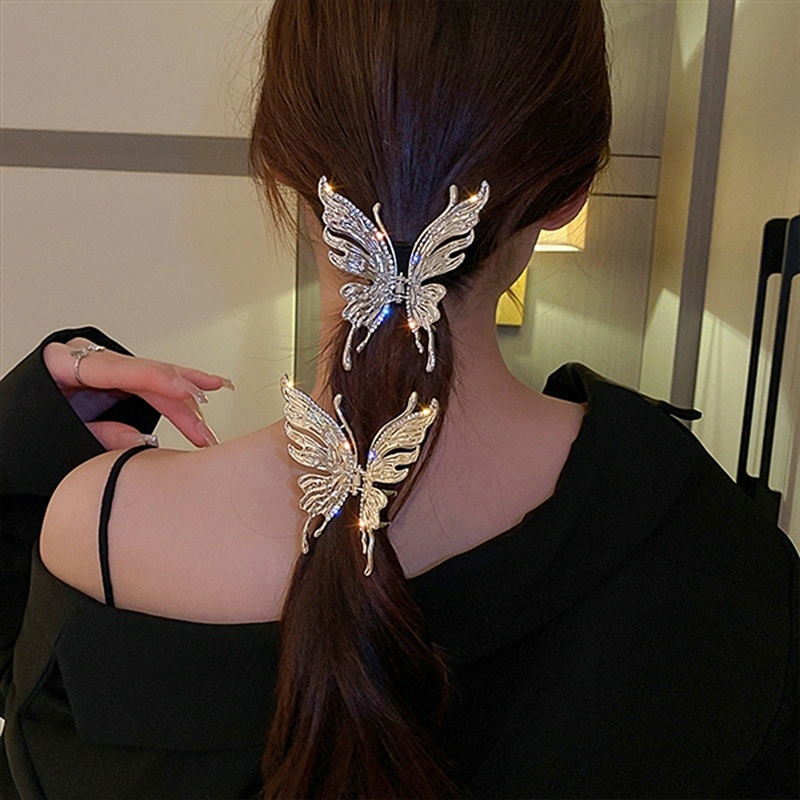 Kẹp Tóc Hình Bướm 10cm Bằng Hợp Kim Màu Vàng Phong Cách Retro Hàn Quốc Thanh Lịch Dành Cho Nữ dreamdiary