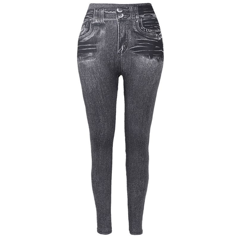 Quần Legging Giả Jean Lưng Cao Không Đường May Thời Trang Mùa Đông Cho Nữ Size S-2XL