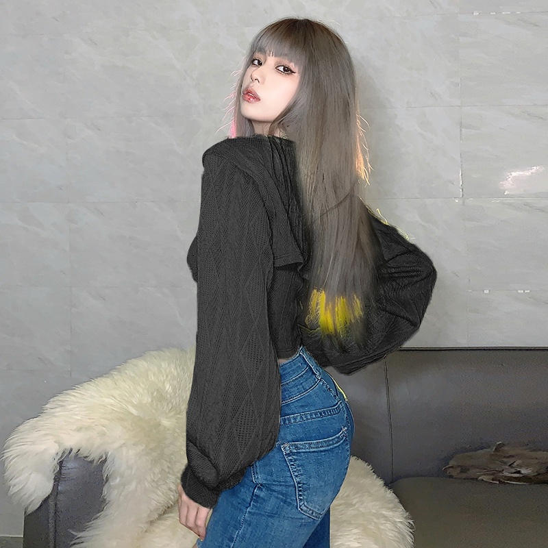 Set áo dây croptop + áo khoác tay dài màu trơn thời trang sành điệu cho nữ