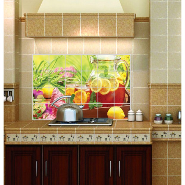 Decal dán bếp tráng nhôm cách nhiệt size lớn - Nước Ép Cam