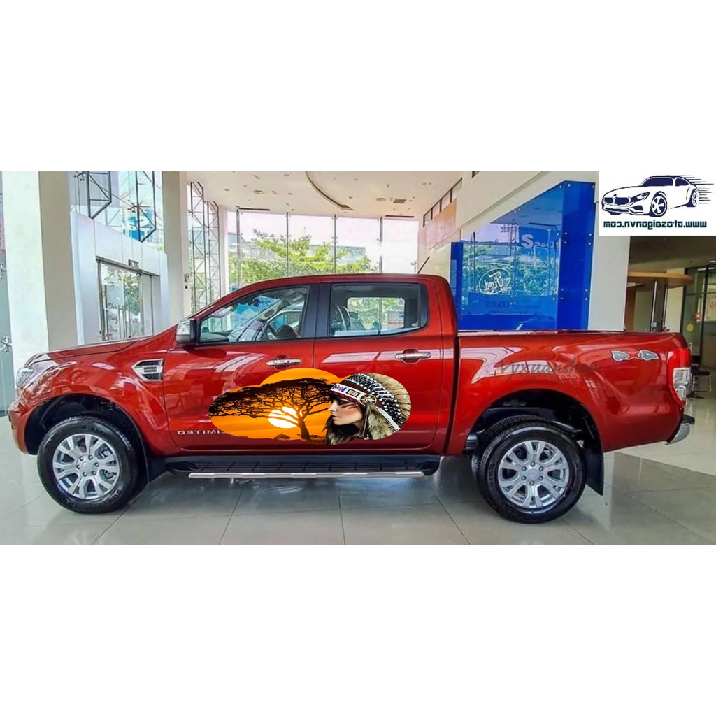 Tem dán sườn xe thổ dân cực đẹp dễ thi công phù hợp với mọi loại xe (decal ô tô ngoài trời)