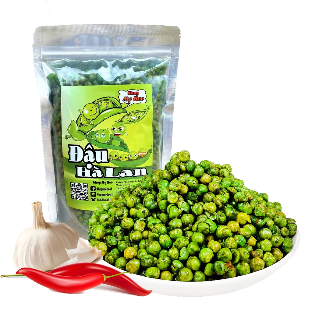 Đậu hà lan tỏi ớt sấy giòn 1Kg Mẹ Beo đồ ăn vặt cực ngon