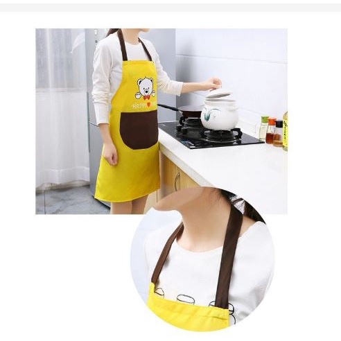 Tạp dề nấu ăn pha chế hình gấu cute hàn quốc chống thấm nước - GDAH