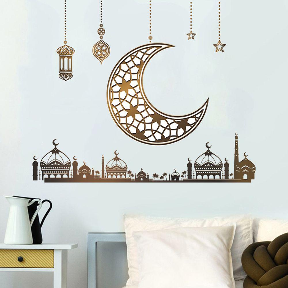Decal dán tường Họa Tiết Mặt Trăng Ngôi Sao Hồi Giáo Trang Trí Cho Nhà