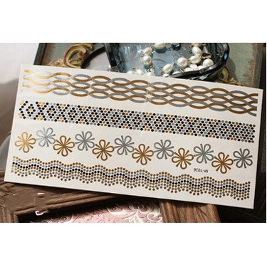 Miếng Dán Hình Xăm Kim Loại Bạc Phong Cách Âu Mỹ Cho Điện Thoại