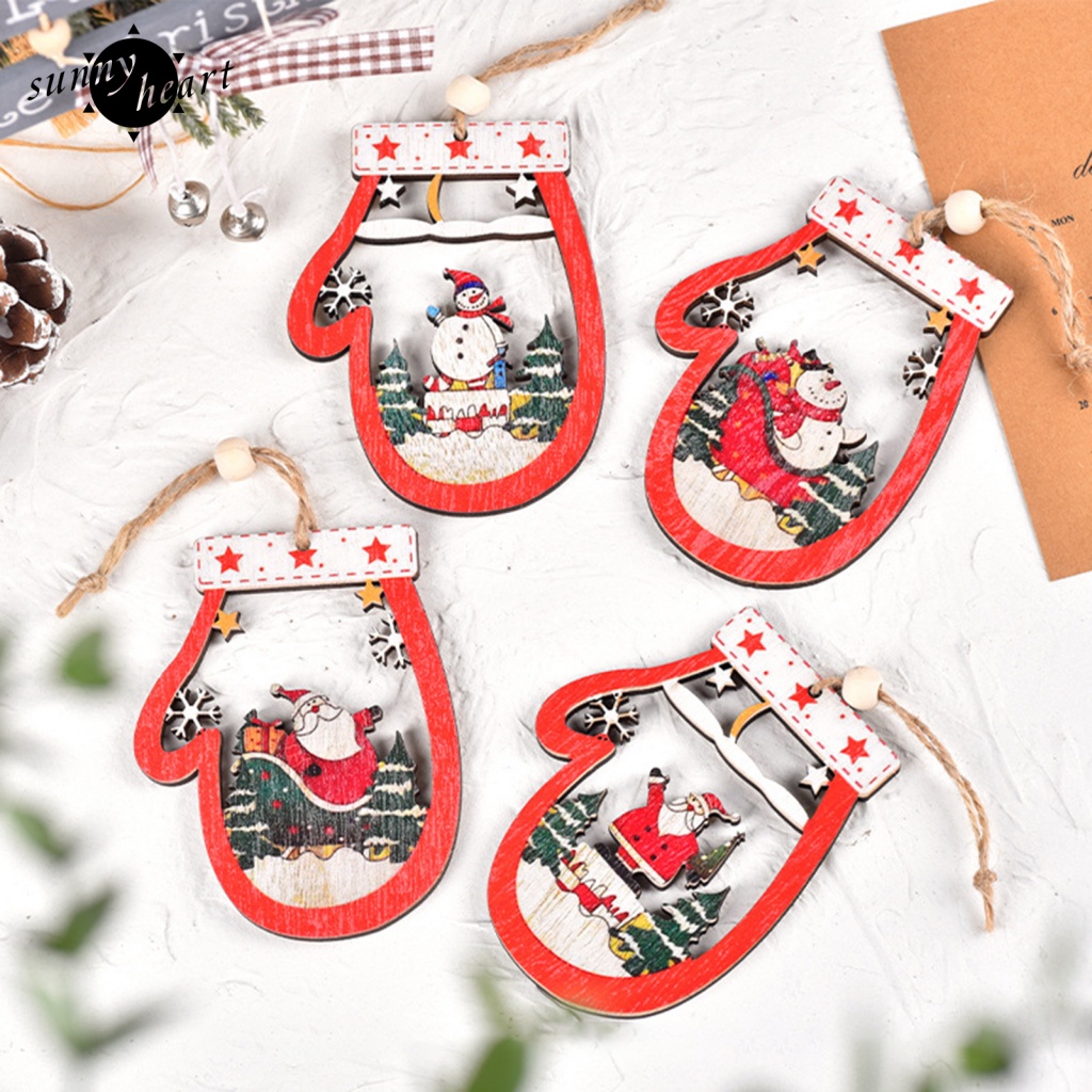 Sunnyheart Móc Treo Trang Trí Giáng Sinh Hình Ông Già Noel / Người Tuyết / Găng Tay Chống