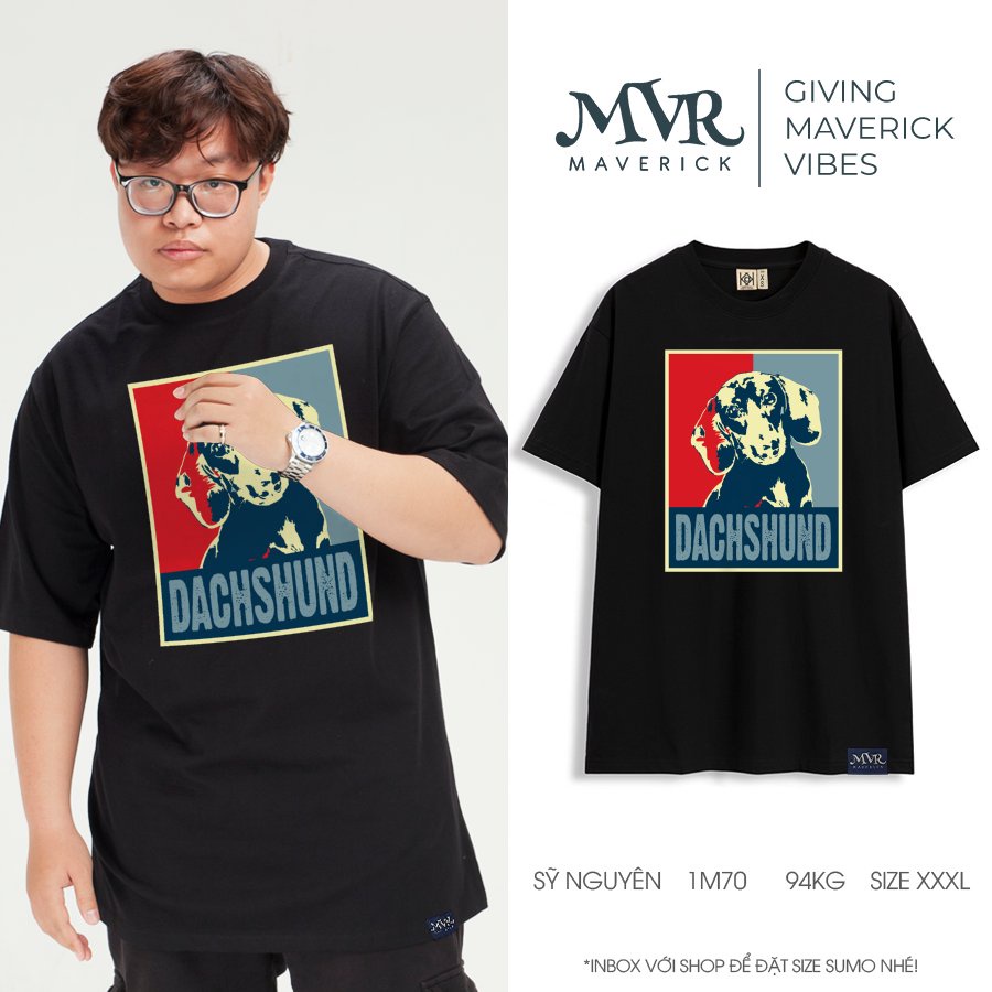 Áo thun unisex form rộng Chú chó Dachshund dễ thương cho sen iu boss MVR  KK3838