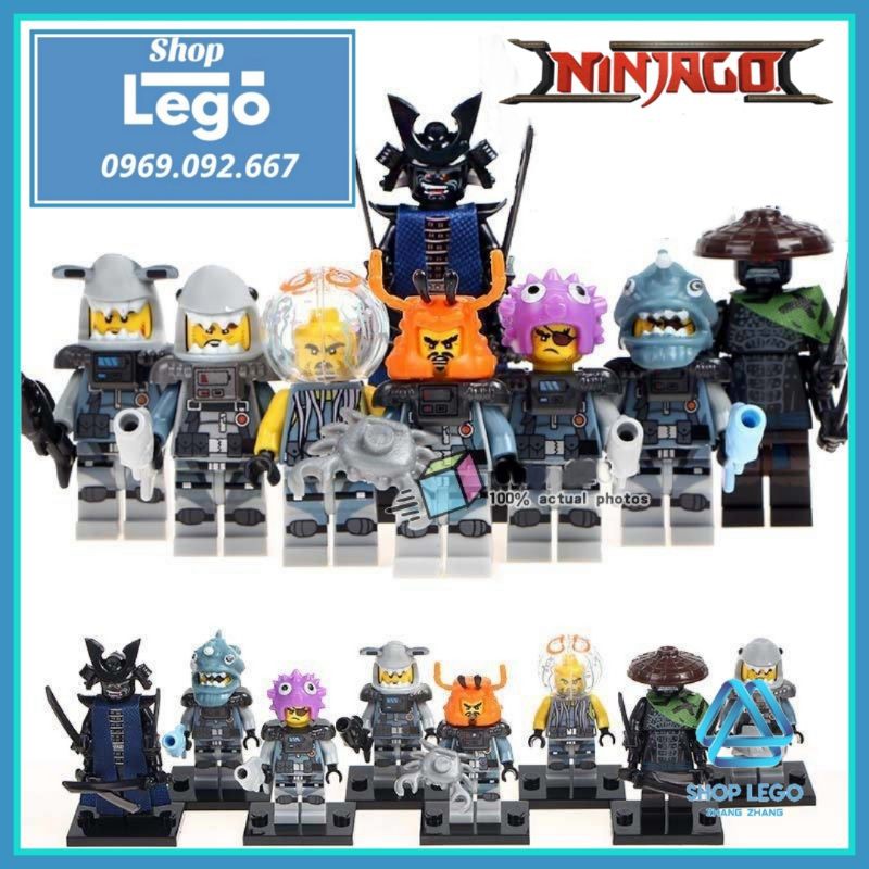 Xếp hình Ninjago Jungle Garmadon - Great White - Puffer Crusty - Angler Jelly - Hammer Head Lego Minifigures POGO PG8077