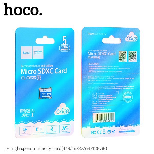 Thẻ Nhớ Micro SD Hoco Class 10 - Tốc Độ 90MB /Giây - 4Gb/8Gb/16Gb/32Gb/64Gb/128Gb Phù hợp Gắn Camera, điện thoại...