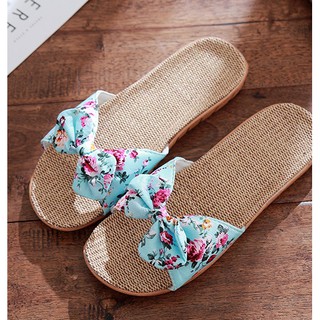 Dép cói đi trong nhà sang trọng thanh lịch siêu nhẹ hoạt tiết nơ