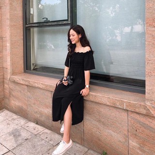 Đầm Maxi Trễ Vai Xẻ Đùi