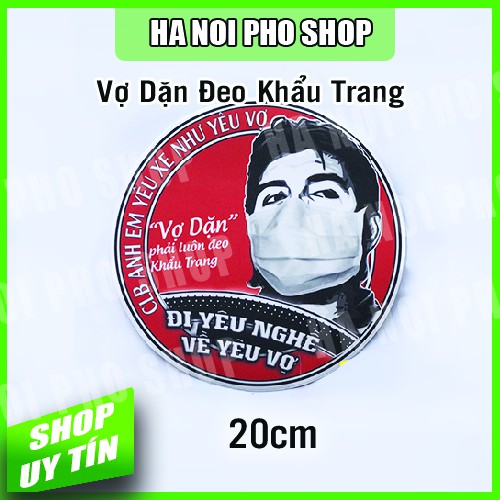 Cặp 02 Tem Vợ dặn Đeo Khẩu trang - Hình Dán trang trí xe tải [Kèm quà tặng 10k]