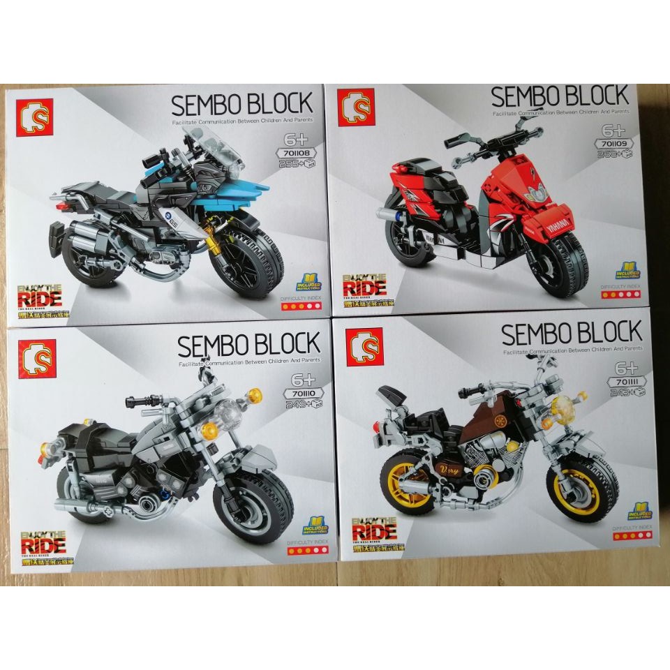 (có sẵn) bộ đồ chơi Technic Sembo Motorcycle Xe Mô Tô Yamahaa Vespa Scramber Harley