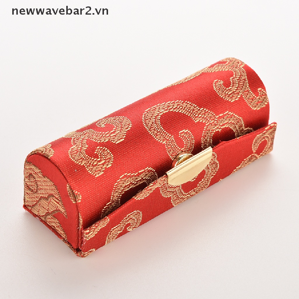 [newwavebar] Hot Hộp Đựng Son Môi Thêu Hoa Thổ Cẩm Cổ Điển Có Gương